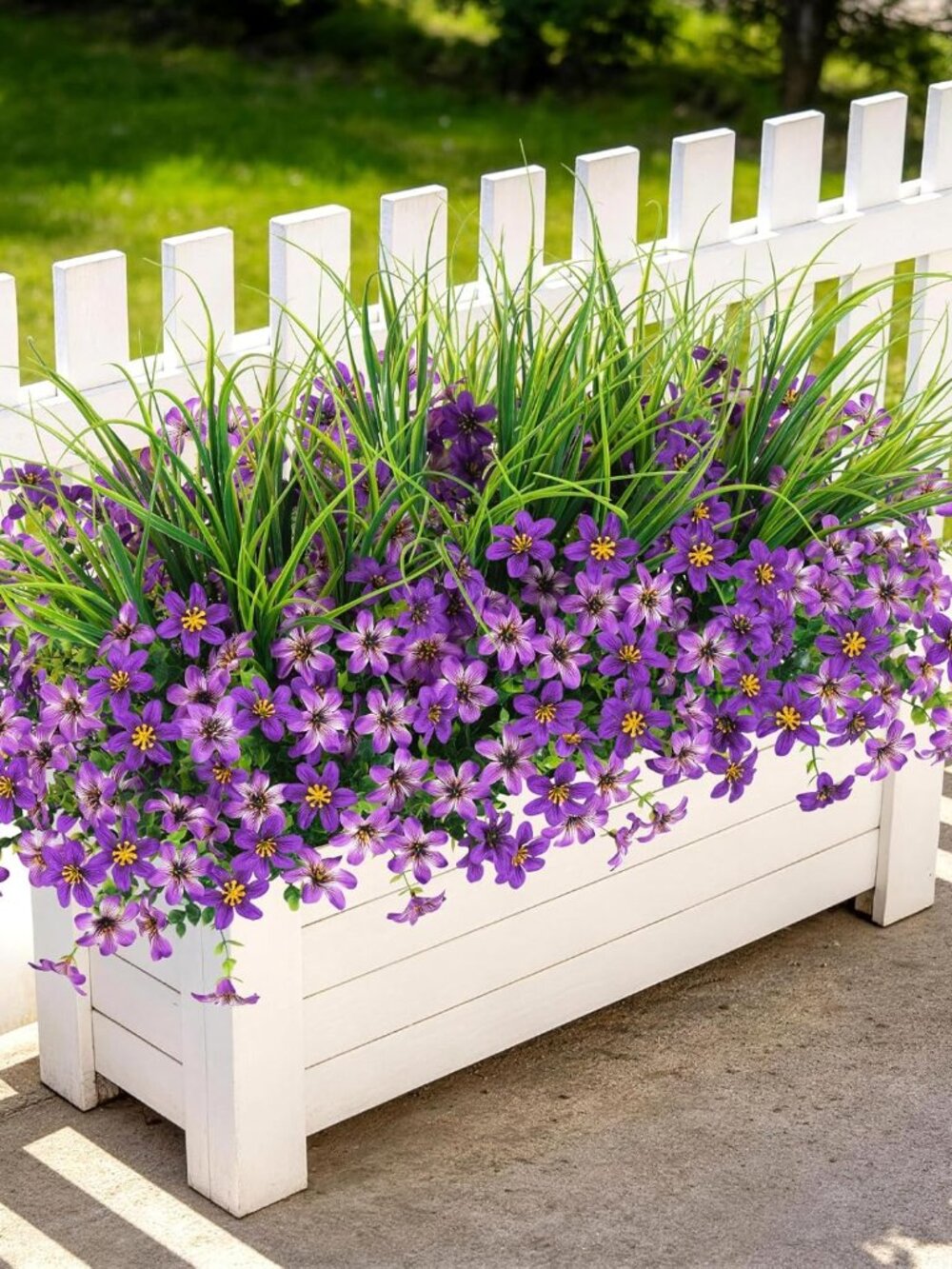 Homsunny Artificial Outdoor Flowers Purple with Wheat Grass  Patio/Porch Decor